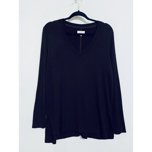 Lou Grey Womens Medium Signature Soft V Neck Long Sleeve Top Maroon Stretch - Picture 1 of 6